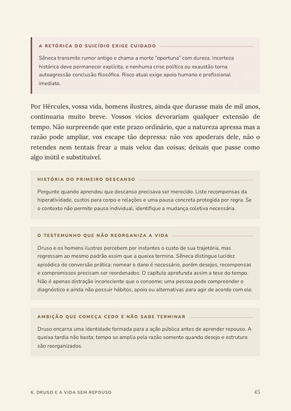 Página da nossa edição explicada de Sobre a brevidade da vida, Página física 45 da edição final em PDF