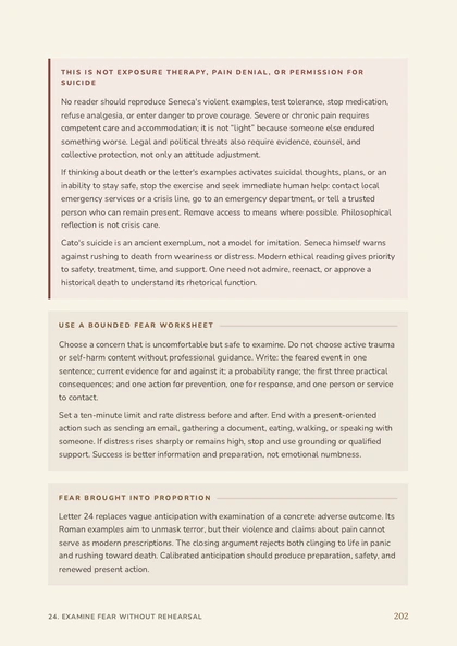 Page from our explained edition of Letters from a Stoic, Physical page 202 of the final PDF edition