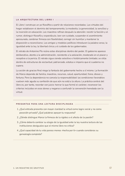 Página de nuestra edición explicada de Meditaciones, Página física 57 de la edición final en PDF