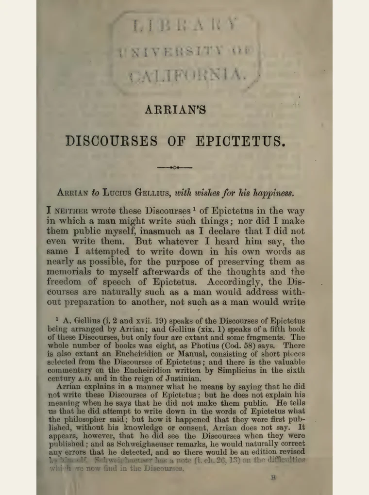 Historical public domain page from The Discourses of Epictetus, with the Encheiridion and Fragments