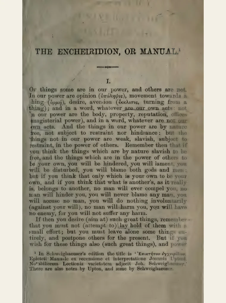 Historical public domain page from The Discourses of Epictetus, with the Encheiridion and Fragments